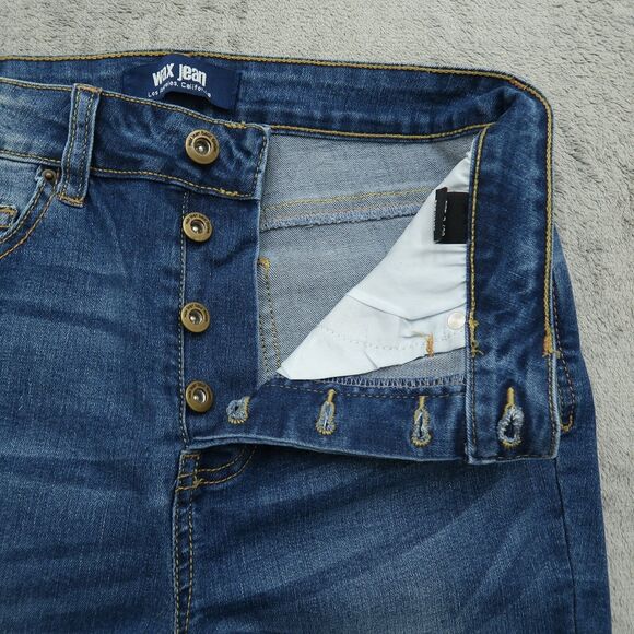 Wax Jeans Junior's Size 7/28 Blue High-Rise Skinny Denim 27" Inseam Distressed - Picture 3 of 16